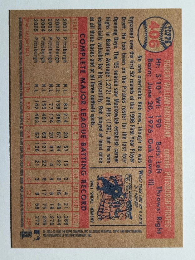 2006 Topps Heritage #406 Rob Mackowiak