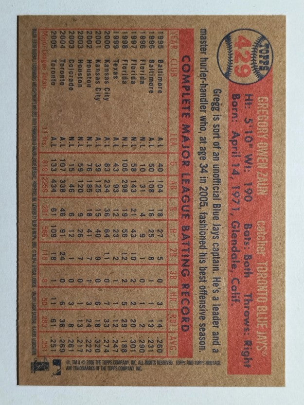 2006 Topps Heritage #429 Gregg Zaun