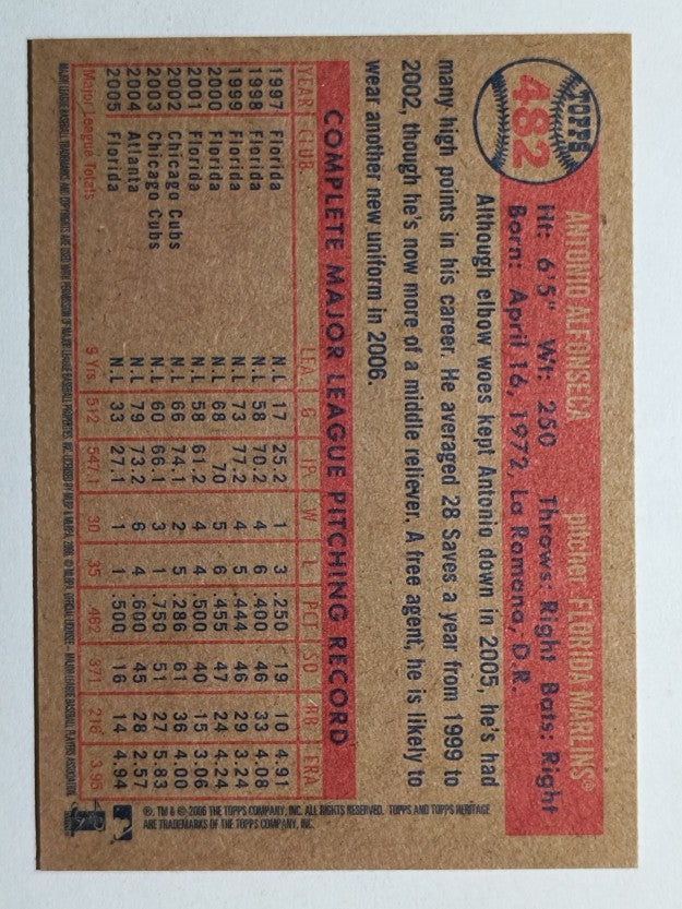 2006 Topps Heritage #482 Antonio Alfonseca