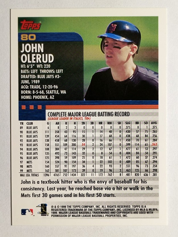 2000 Topps #80 John Olerud