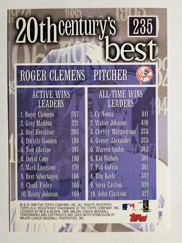 2000 Topps #235 Roger Clemens 20CB