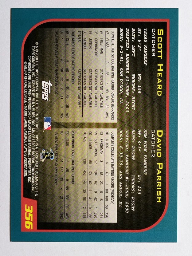 2001 Topps #356 David Parrish RC