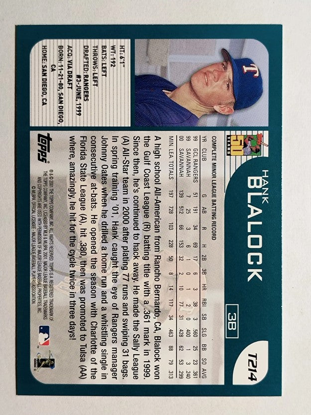 2001 Topps Traded #T214 Hank Blalock RC
