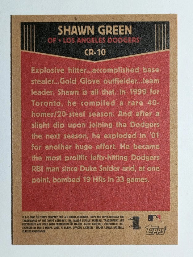 2002 Topps Heritage Classic Renditions #CR10 Shawn Green