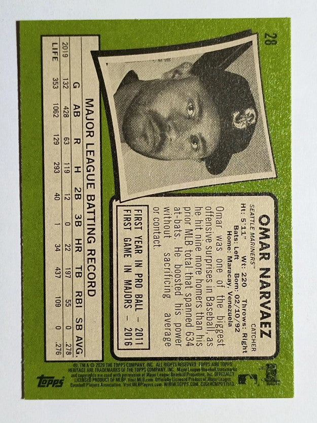 2020 Topps Heritage #28 Omar Narvaez