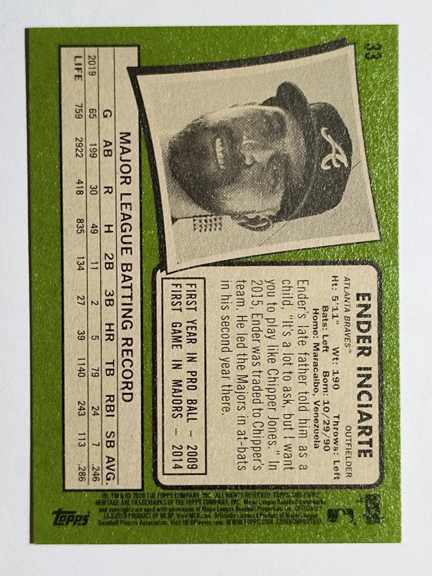 2020 Topps Heritage #33 Ender Inciarte
