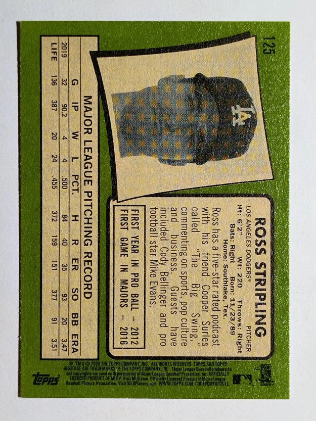 2020 Topps Heritage #125 Ross Stripling