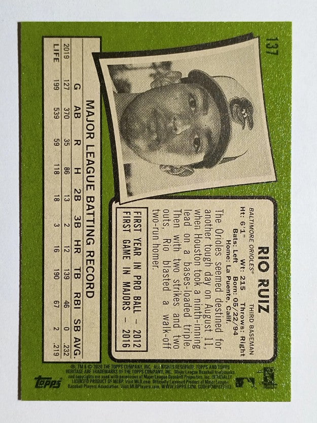 2020 Topps Heritage #137 Rio Ruiz