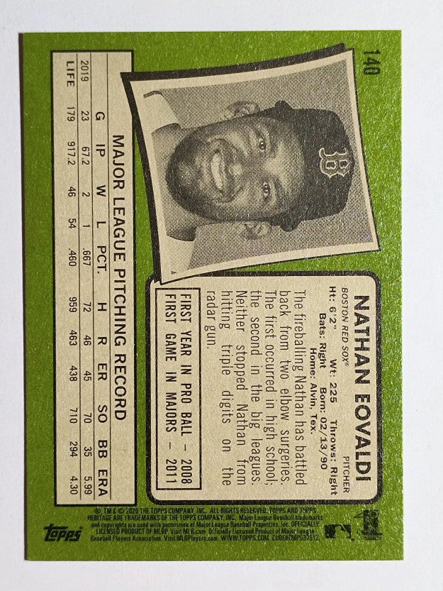 2020 Topps Heritage #140 Nathan Eovaldi