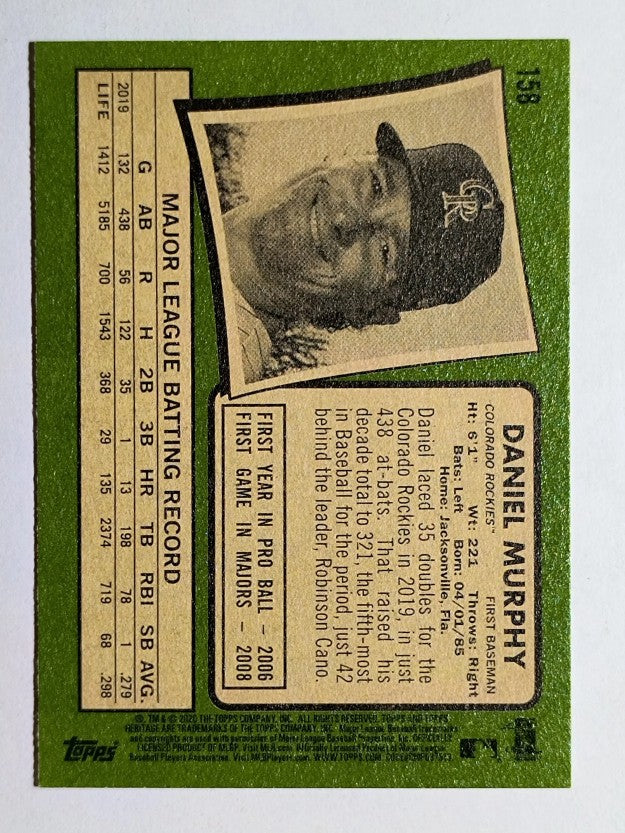 2020 Topps Heritage #158 Daniel Murphy