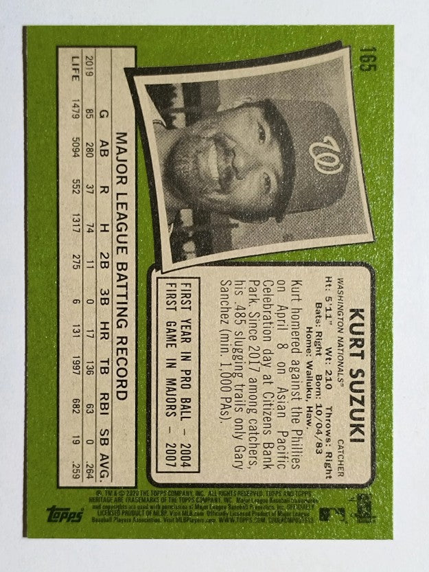 2020 Topps Heritage #165 Kurt Suzuki