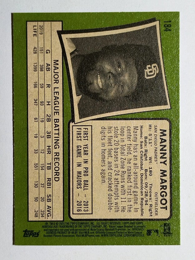 2020 Topps Heritage #184 Manny Margot