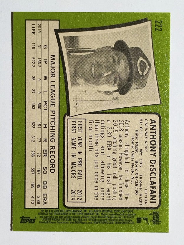 2020 Topps Heritage #222 Anthony DeSclafani