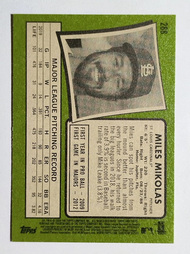 2020 Topps Heritage #288 Miles Mikolas