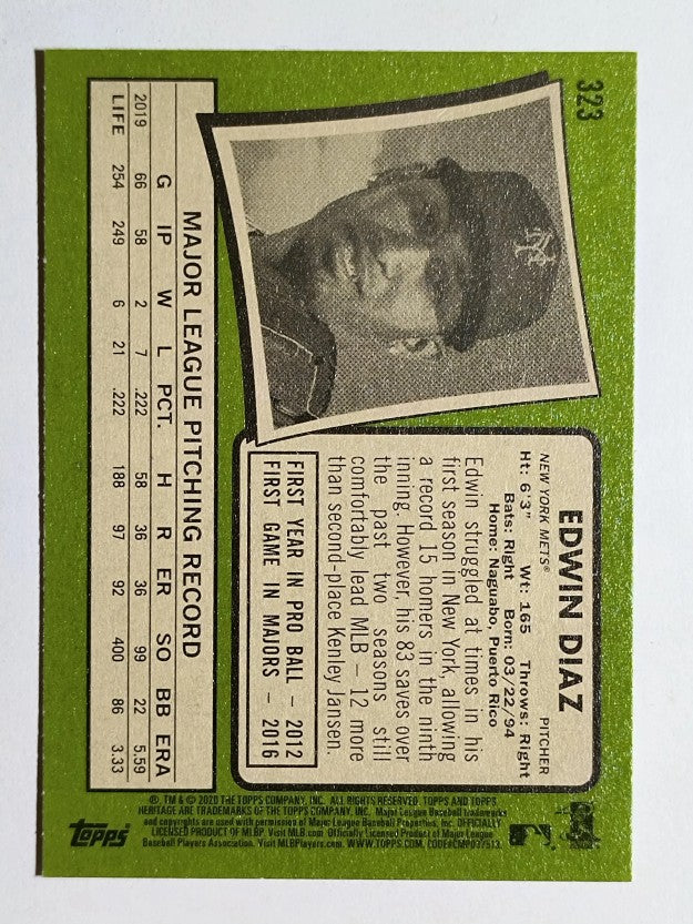 2020 Topps Heritage #323 Edwin Diaz