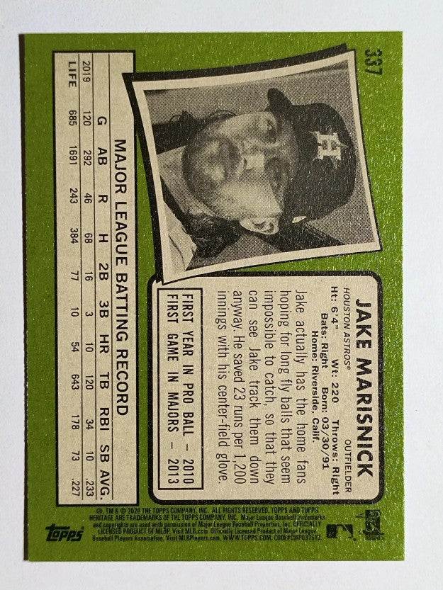 2020 Topps Heritage #337 Jake Marisnick