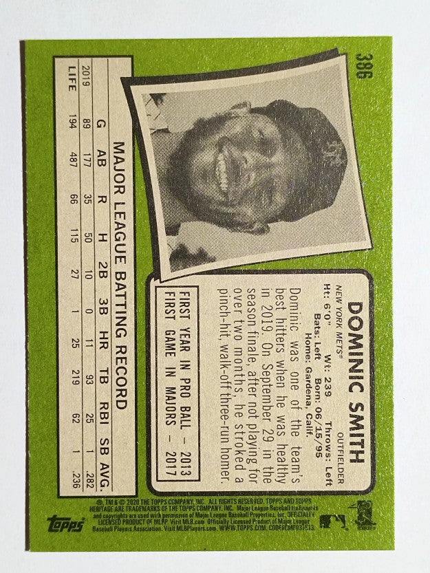 2020 Topps Heritage #386 Dominic Smith