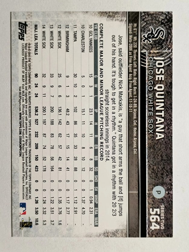 2015 Topps #564 Jose Quintana