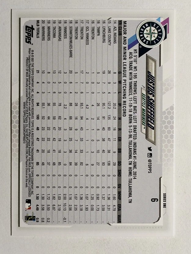 2021 Topps #6 Justus Sheffield