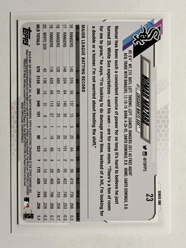 2021 Topps #23 Nomar Mazara