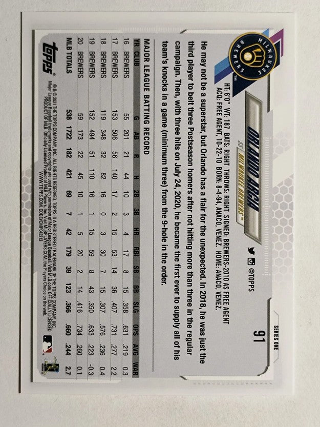2021 Topps #91 Orlando Arcia