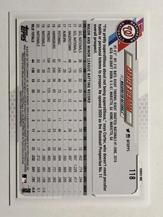 2021 Topps #118 Carter Kieboom