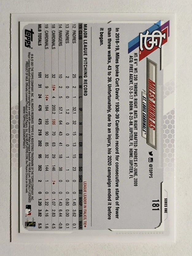 2021 Topps #181 Miles Mikolas