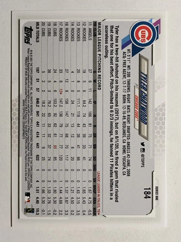 2021 Topps #184 Tyler Chatwood