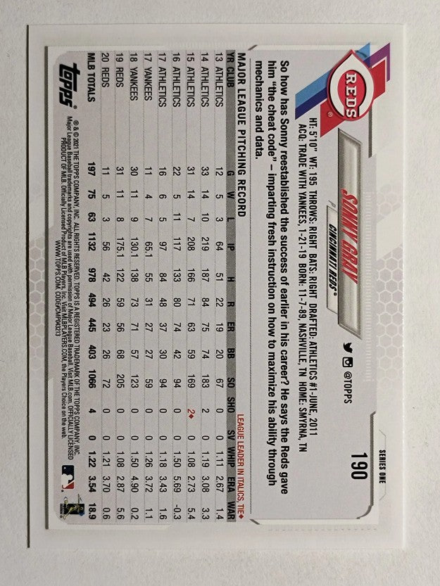 2021 Topps #190 Sonny Gray