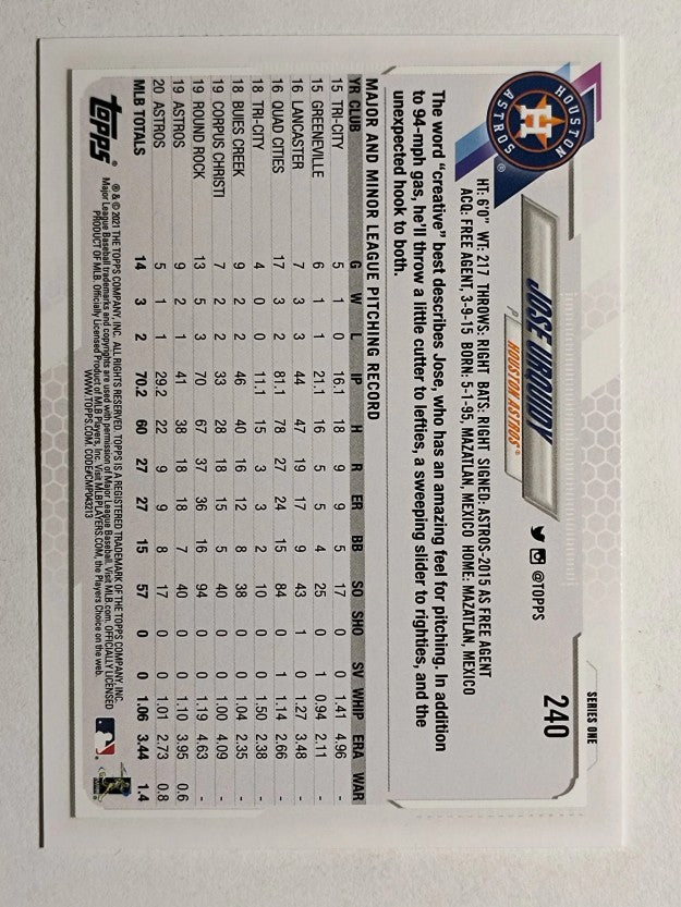 2021 Topps #240 Jose Urquidy FS