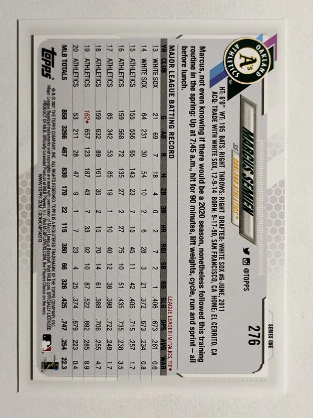 2021 Topps #276 Marcus Semien