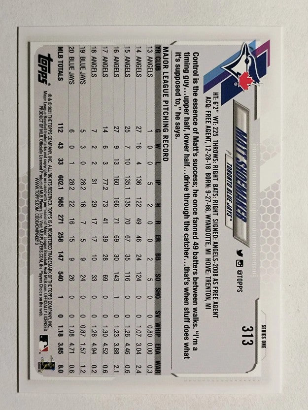 2021 Topps #313 Matt Shoemaker