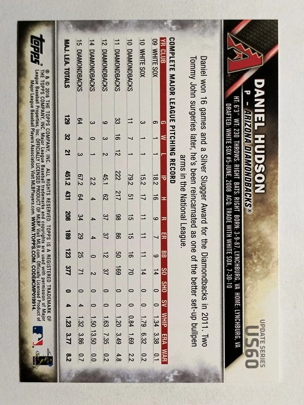 2016 Topps Update #US60 Daniel Hudson