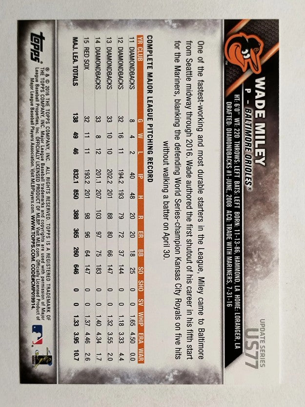 2016 Topps Update #US77 Wade Miley
