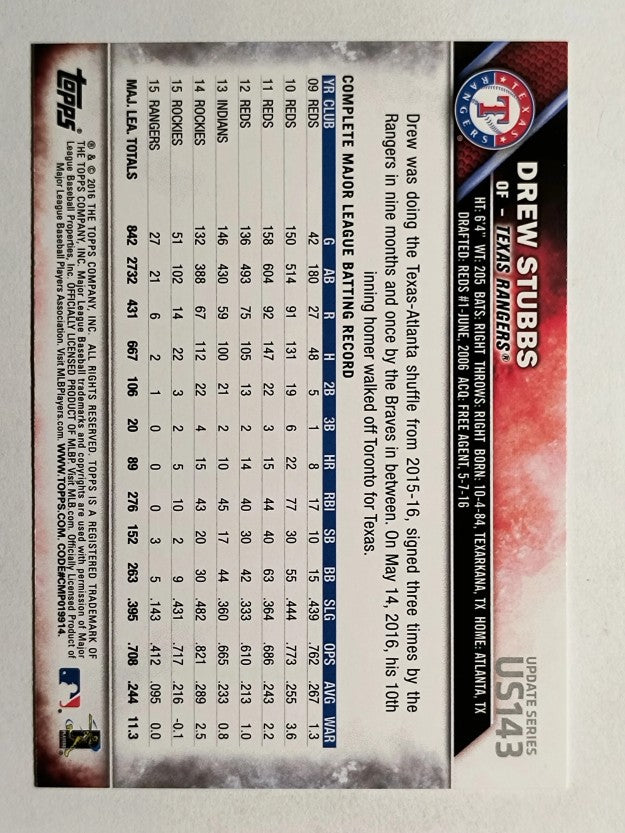2016 Topps Update #US143 Drew Stubbs