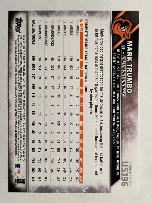 2016 Topps Update #US196 Mark Trumbo