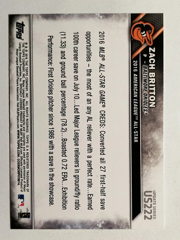 2016 Topps Update #US222A Zach Britton AS