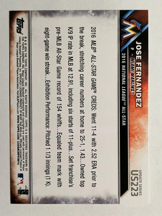 2016 Topps Update #US223A Jose Fernandez AS