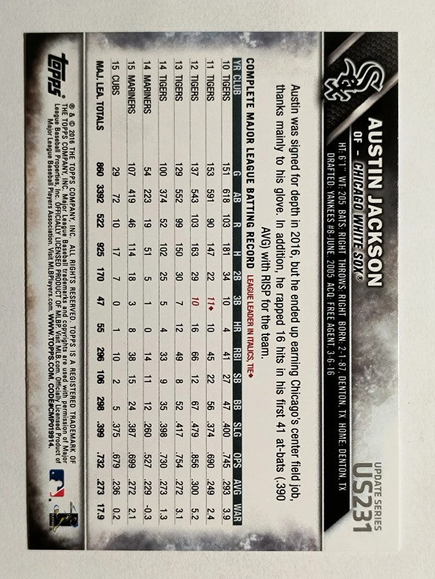 2016 Topps Update #US231 Austin Jackson
