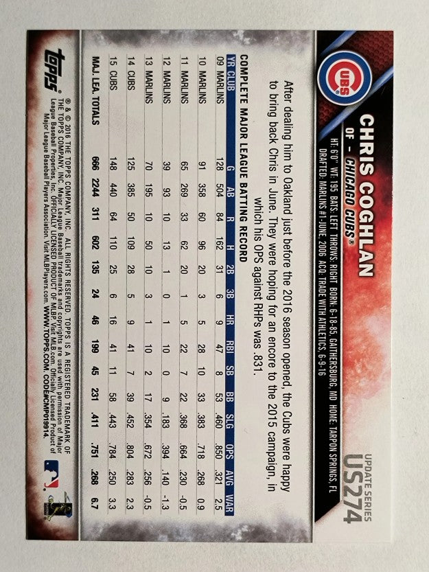 2016 Topps Update #US274 Chris Coghlan