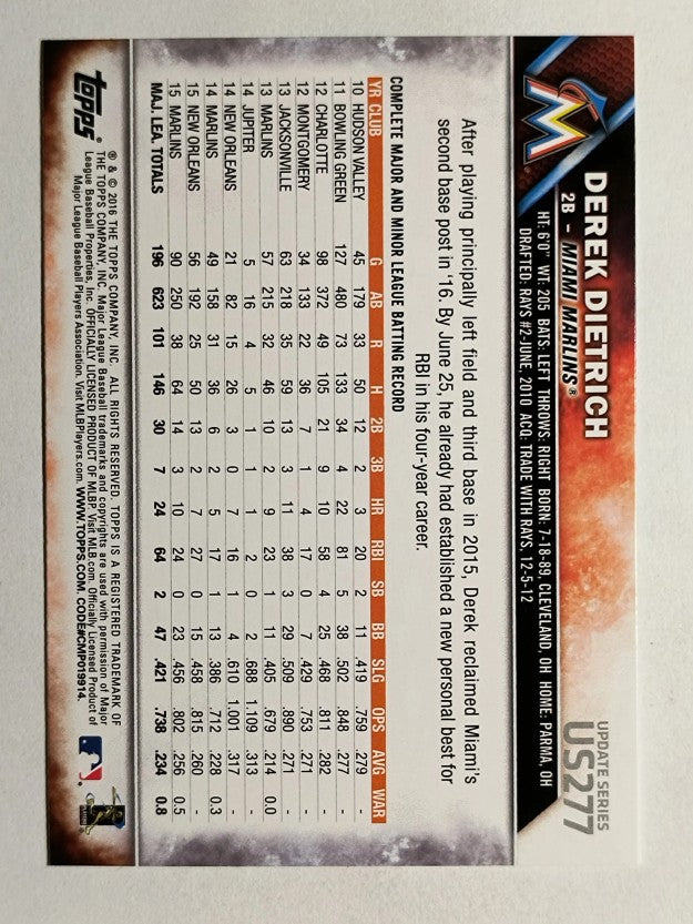 2016 Topps Update #US277 Derek Dietrich