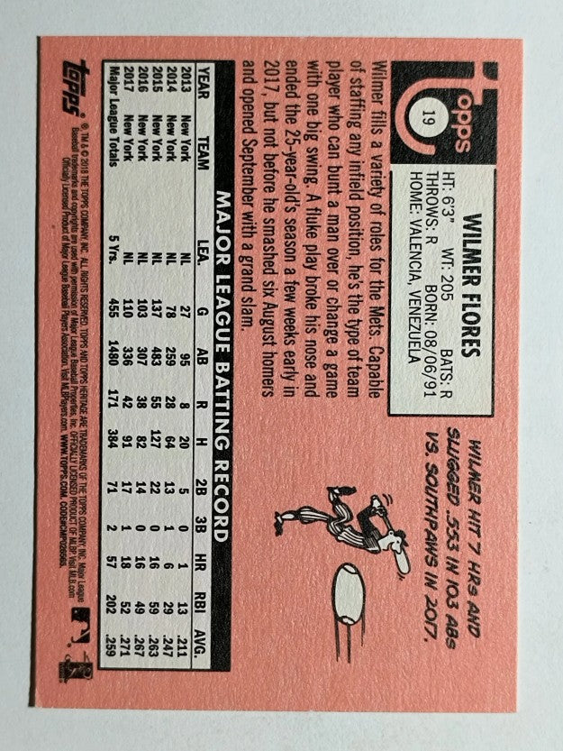 2018 Topps Heritage #19 Wilmer Flores