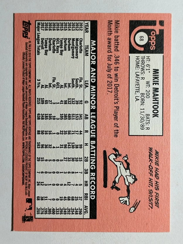 2018 Topps Heritage #68 Mikie Mahtook
