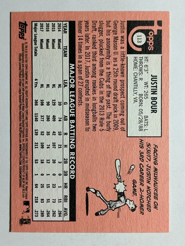 2018 Topps Heritage #113 Justin Bour