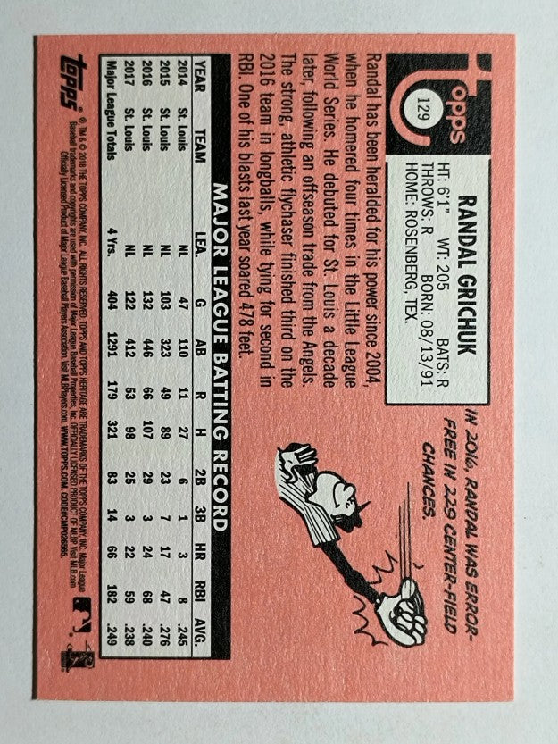 2018 Topps Heritage #129 Randal Grichuk