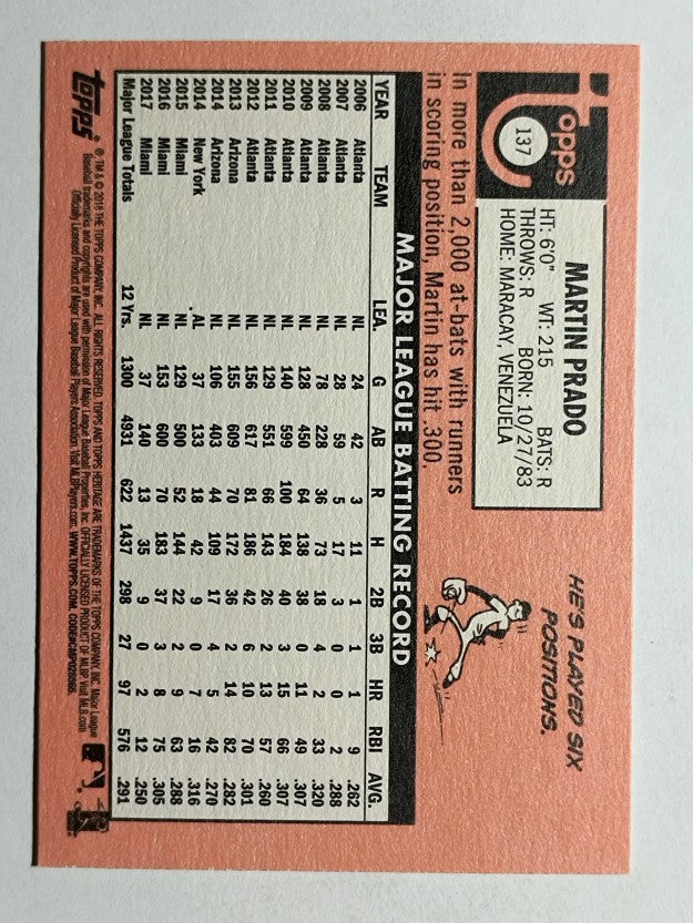 2018 Topps Heritage #137 Martin Prado