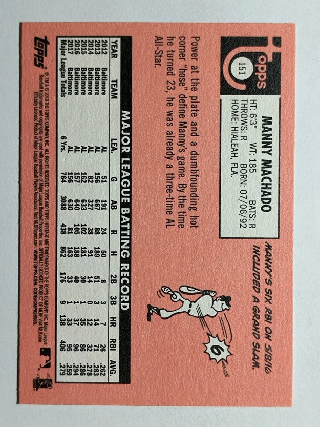 2018 Topps Heritage #151 Manny Machado
