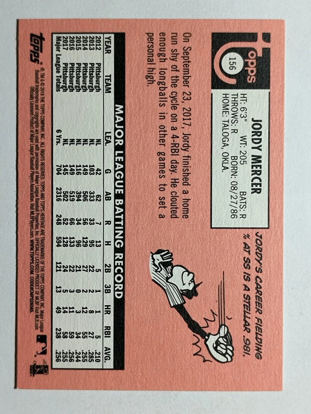 2018 Topps Heritage #156 Jordy Mercer