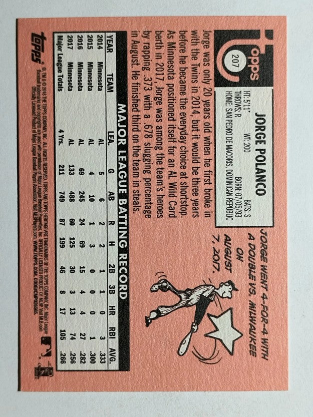 2018 Topps Heritage #207 Jorge Polanco