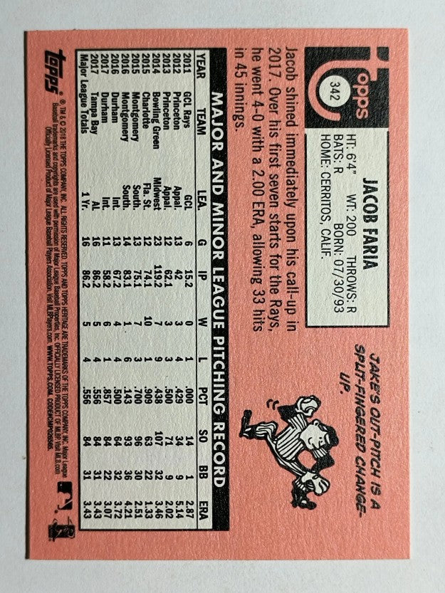 2018 Topps Heritage #342 Jacob Faria